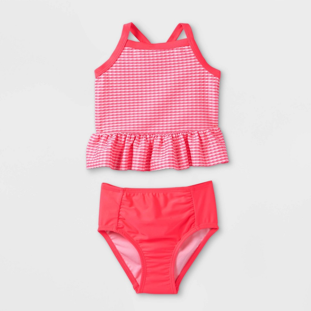 Baby Girls' 2pc Tankini Set - Cat & Jack Neon Pink 12M