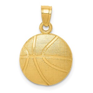 Black Bow Jewelry 14k Yellow Gold Satin and Textured Basketball Pendant, 13mm - 1 of 4