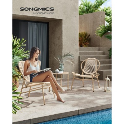 Patio Furniture Set 3 Pieces, Garden Bistro Set, Acapulco Chairs, Outdoor Seating, Side Table and 2 Chairs