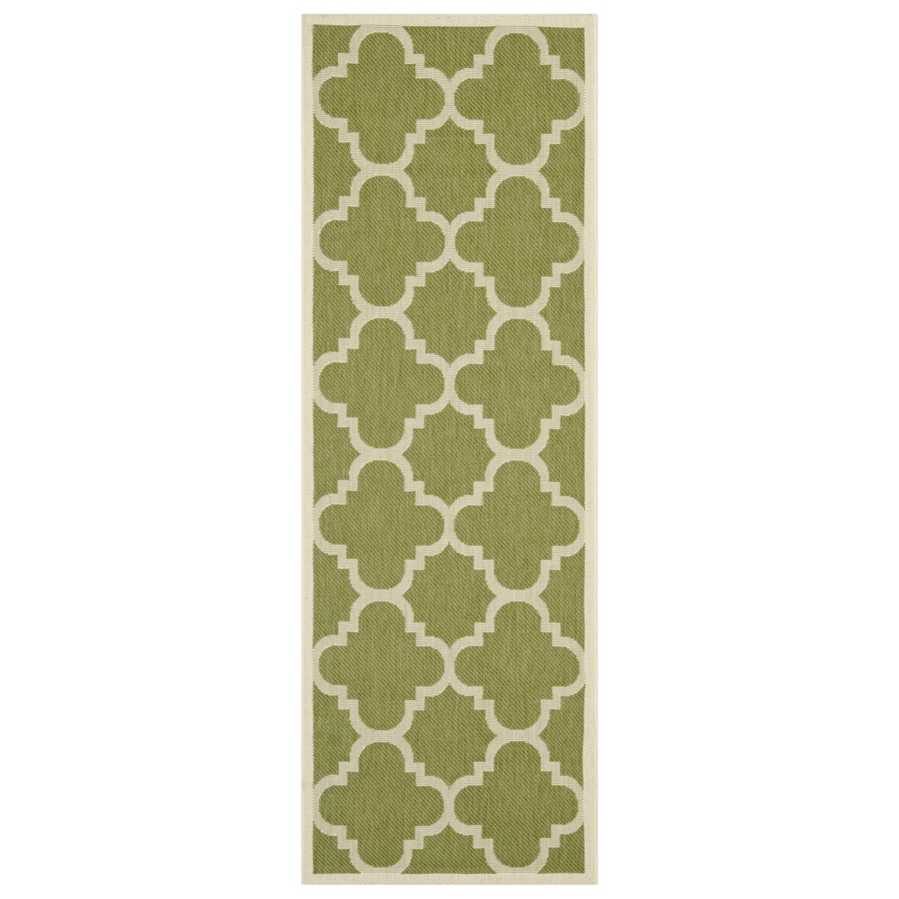 2'3in x 8' Richmond Runner Outdoor Rug Green/Beige - Safavieh