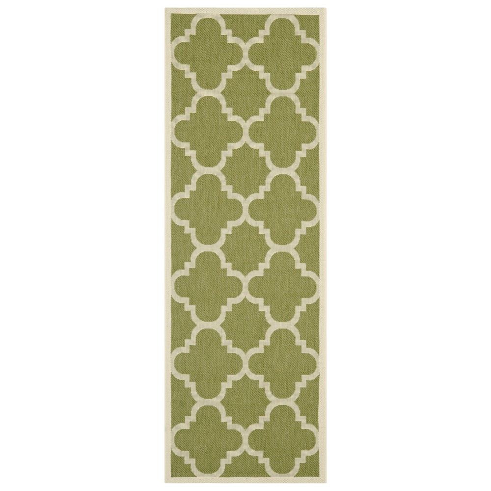 2'3in x 8' Richmond Runner Outdoor Rug Green/Beige - Safavieh