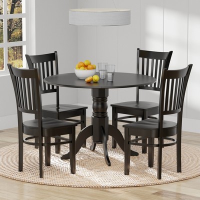 Glenwillow Home 42" Round Double Drop-Leaf Dining Table + Spindle Back Dining Chairs Dining Set