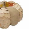 Northlight Autumn Harvest Burlap and Wood Pumpkin Decoration - 9" - Tan - 3 of 4