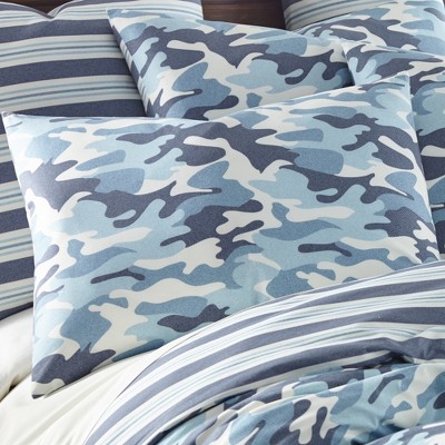 King Blue Cotton Camouflage Duvet Cover Set