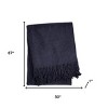 HomeRoots 50" X 67" Navy Blue Cotton Blend Woven Plush Throw Blanket with Fringe - 3 of 4