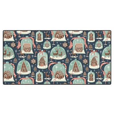 Heather Dutton Gingerbread Village Blue Desk Mat -Deny Designs