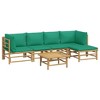 vidaXL Bamboo Patio Lounge Set - 6 Piece Outdoor Furniture with Green Cushions, Comfortable and Modular Design, Great for Gardens, Decks, and Patios - 3 of 4