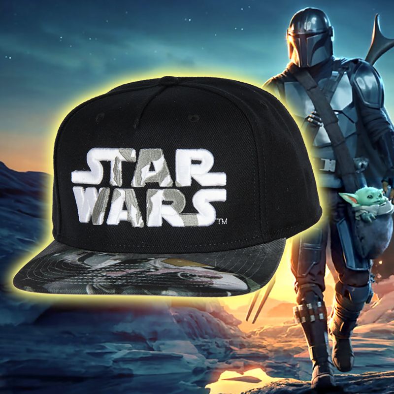 Star Wars Mandalorian Embroidered Adjustable Adult Snapback Hat Baseball Cap Black, 4 of 5