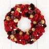 Northlight Wooden Roses, Apples and Pearls Artificial Christmas Wreath - 13" - Unlit - Red - 4 of 4