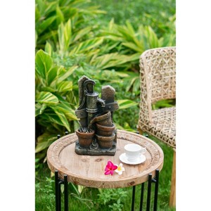 Gulches 7.7*3.9*13.6" Brown and Gray Water Fountain with Antique Water Pump Design - 1 of 4