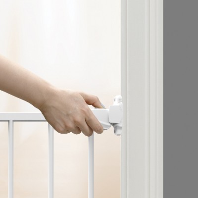 White Metal Swinging Stairway Baby Gate, 28-42 Inches