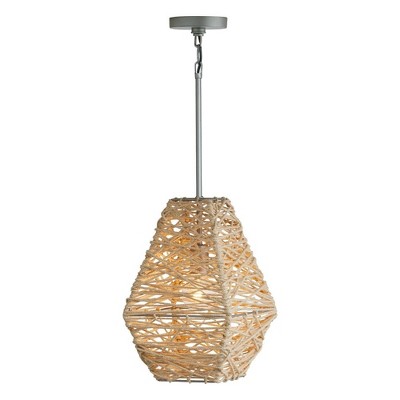 Natural Jute and Grey Handwoven Coastal Pendant Light