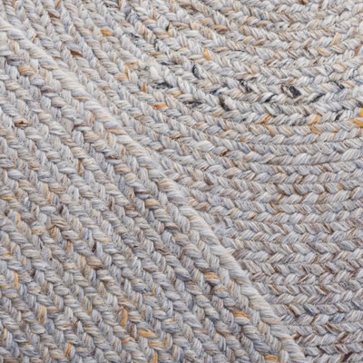 Handwoven Harmony Grey and Yellow Synthetic 5' Round Area Rug