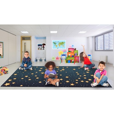 Deerlux 6 ft. Social Distancing Colorful Kids Classroom Seating Area Rug, Starry Sky Design