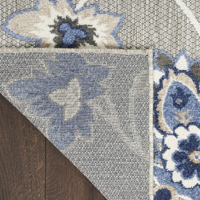 Aloha Blue/Grey Floral Easy-Care 3'6" x 5'6" Outdoor Rug