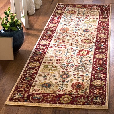 Hand-knotted Blue and Tan Oriental Synthetic Runner Rug