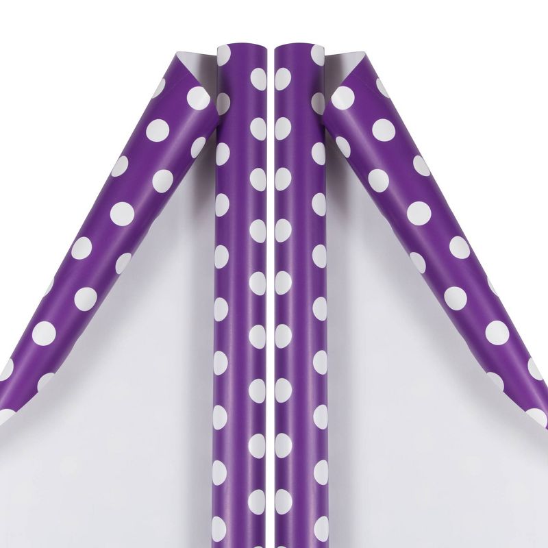 JAM Paper &#38; Envelope 2ct Polka Dots Gift Wrap Purple/White, 4 of 7