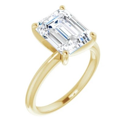 Pompeii3 5Ct Emerald Solitaire Moissanite Engagement Ring in White Yellow or Rose Gold