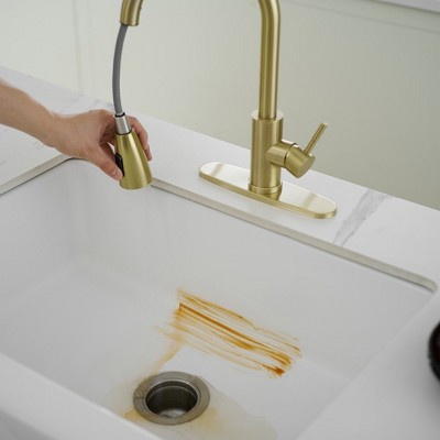 Brushed Gold Single Handle Pull Down Kitchen Faucet