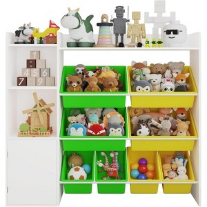 Kids Toy Storage Organizer with 8 Removable Bins and Bookshelf, Large Toy Box for Study Room, Bedroom, Kids Room, Classroom & Nursery - 1 of 4