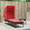 vidaXL Sun Lounger with Canopy and Table Brown Poly Rattan - 3 of 4
