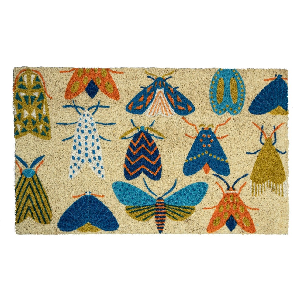 Photos - Doormat 1'4" x 2'4" Moths Indoor/Outdoor Coir  - Entryways