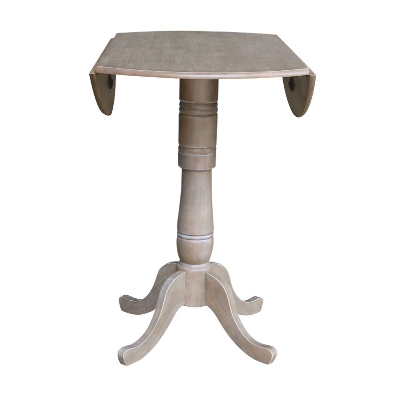 Nathaniel Round Dual Drop Leaf Pedestal Table Gray Taupe - International Concepts, 6 of 10