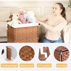 TiramisuBest Laundry Hamper With Lid PE Rattan Powder Coating Frame Clothes Hampers with 01 Removable Bags,100L,Brown - 3 of 4