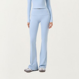 Anna-Kaci Active Women's High Waist Flare Leg Pants with Foldover Waistband and Stretch Performance Fabric - 1 of 4