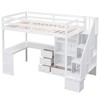 PAGED Twin Size Loft Bed with L-Shaped Desk Modern Pine Bed Frame with Drawers and Storage Stairs for Bedroom - 4 of 4