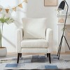 CAVINAS Modern Fabric Accent Chair, Upholstered Armchair with Pillow and Wooden Legs for Living Room, Bedroom, Reception Room - 4 of 4