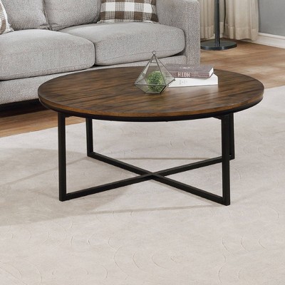 Espresso Acacia Wood & Metal 45" Round Nesting Coffee Table