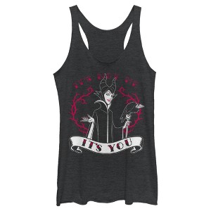 Women's Sleeping Beauty Maleficent Valentine's Day It's Not Me, It's You Racerback Tank Top - 1 of 4
