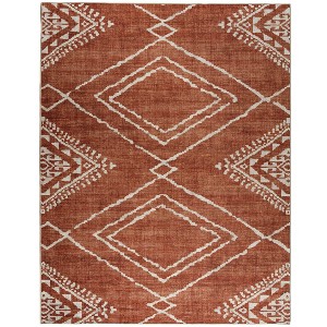 ReaLife Rugs Machine Washable Padded Diamond Jax Rug Orange - 1 of 4