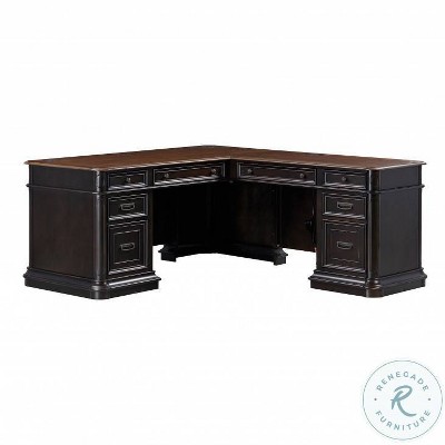 Espresso Wood Executive Corner Desk with Drawer and Keyboard Tray