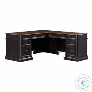 Fulton Wood L Desk and Return Brown - Martin Furniture: Satin Nickel Hardware, Espresso Finish, Crown Molding - 1 of 3