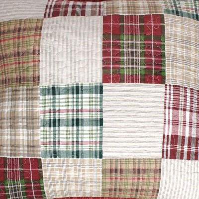 Oxford Red Plaid Cotton King Pillow Sham with Tie Closure