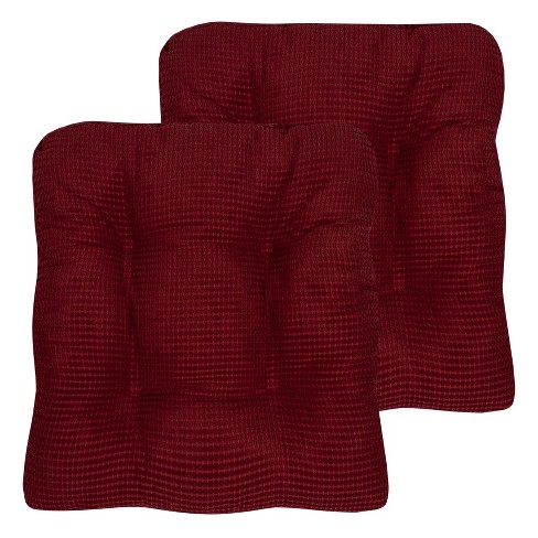 Kate Aurora Nantucket Farms Ultra Soft Chenille Burgundy Red Memory Foam  Non Slip Chair Cushion Pads : Target