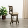 Hardwood X-Back Counter Height Swivel Stool with Upholstered Seat and Metal Footrest Plates for Living Room - 3 of 4