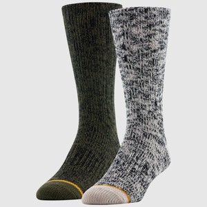Signature Gold by Goldtoe Men's Rag Crew Camp Socks 2pk - White-Black/Olive 6-12 - 1 of 3