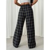 Clearlove Women Plaid Wide Leg Pants Casual High Waisted Baggy Trousers - 3 of 4