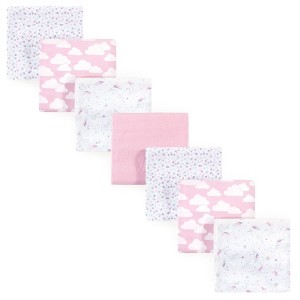Hudson Baby Infant Girl Cotton Flannel Receiving Blankets Bundle, Magical Unicorns, One Size - 1 of 2