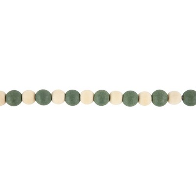6' Green and Ivory Wooden Beaded Christmas Garland