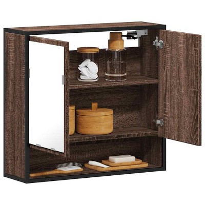 vidaXL Bathroom Mirror Cabinet Brown oak Engineered wood, metal, glass