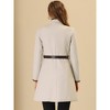 Allegra K Women's Stand Collar Slant Pockets Winter Belted Long Overcoat - 4 of 4