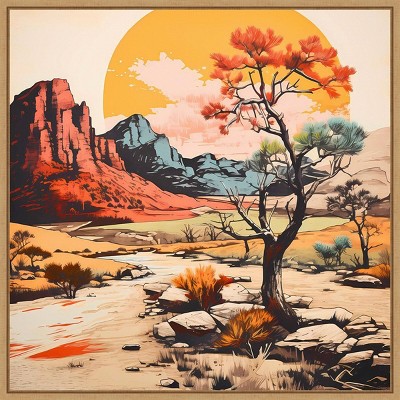 Walker Noble Scenic Desert Path V Canvas Print with Maple Frame