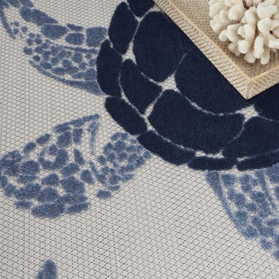 Navy Blue Coastal Turtle Outdoor Area Rug 5'3" x 7'5"