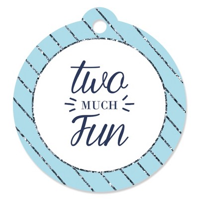 Big Dot of Happiness Two Much Fun - Boy - 2nd Birthday Party Favor Gift Tags (Set of 20)