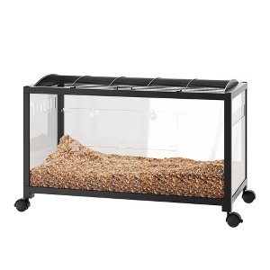Hamster Cage, Metal Guinea Pig Cage with Acrylic Sides, Chew-Proof Dual Door Small Animal Habitat, Stackable Design Rat, Gerbil Cage - 1 of 4