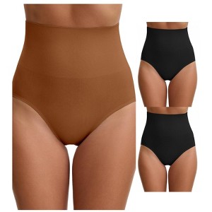 INSPIRE CHIC 3 Packs Women's High Waisted Tummy Control Shaping Briefs - 1 of 4